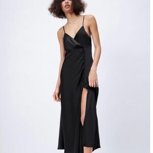 Zara Black Satin Midi Dress